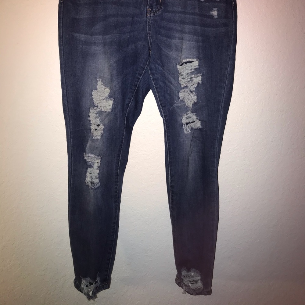 Distressed Blue Jeans